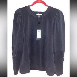 Cable & Gauge Studio Women’s Black Knit Button Accent Sweatshirt Size S/p SOFT